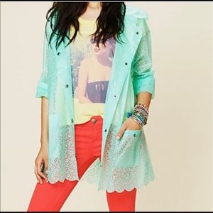 COPY - Free People Mint Lace Foldable Raincoat Parka